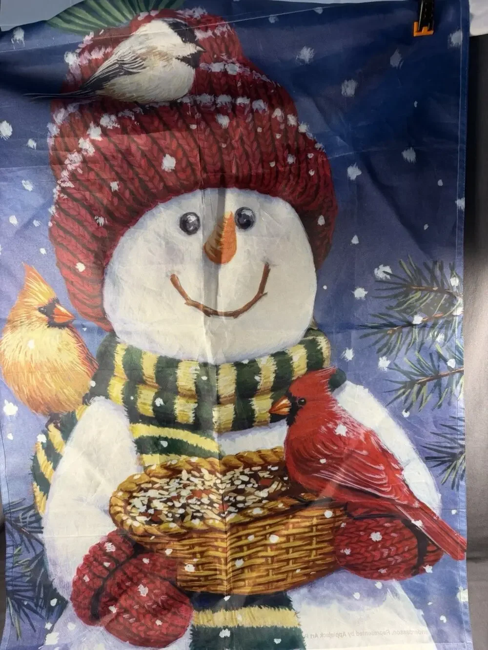 Snowman Winter House & Garden Flag Applejack Bill Vanderdasson